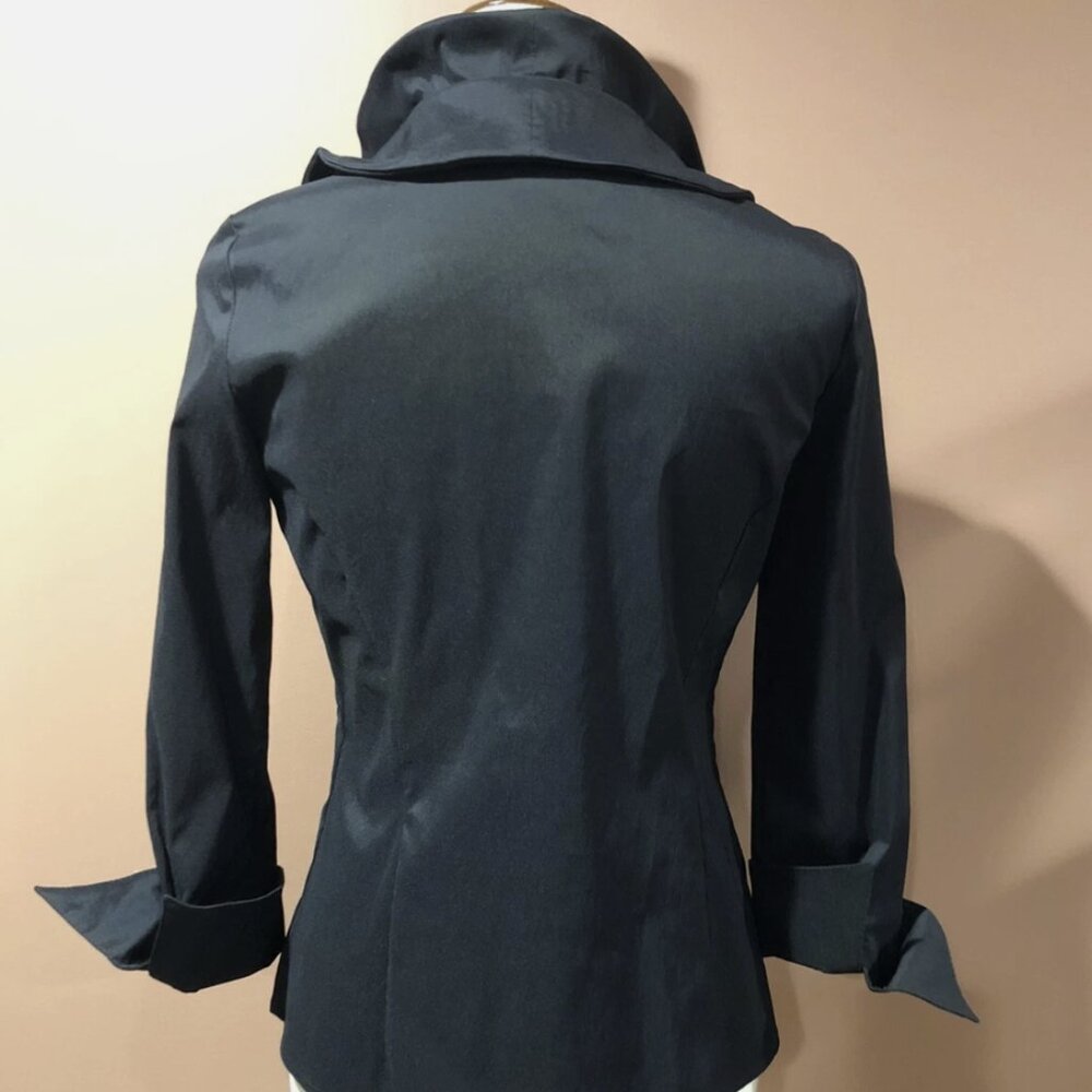 Joseph Ribkoff Black Ruffle Zip Jacket Size 6 US - Picture 5 of 9